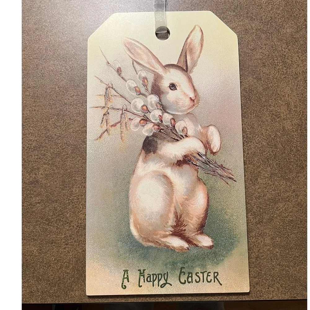 Designs by Kathy Easter Wall Plaque Women OS Cream‎ NWOT Vintage Bunny Decor